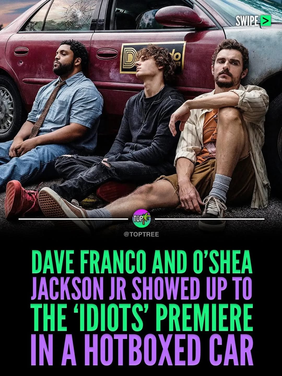 Dave France and O'Shea Jackson JR showed up to the 'Idiots' premiere in a hotboxed car