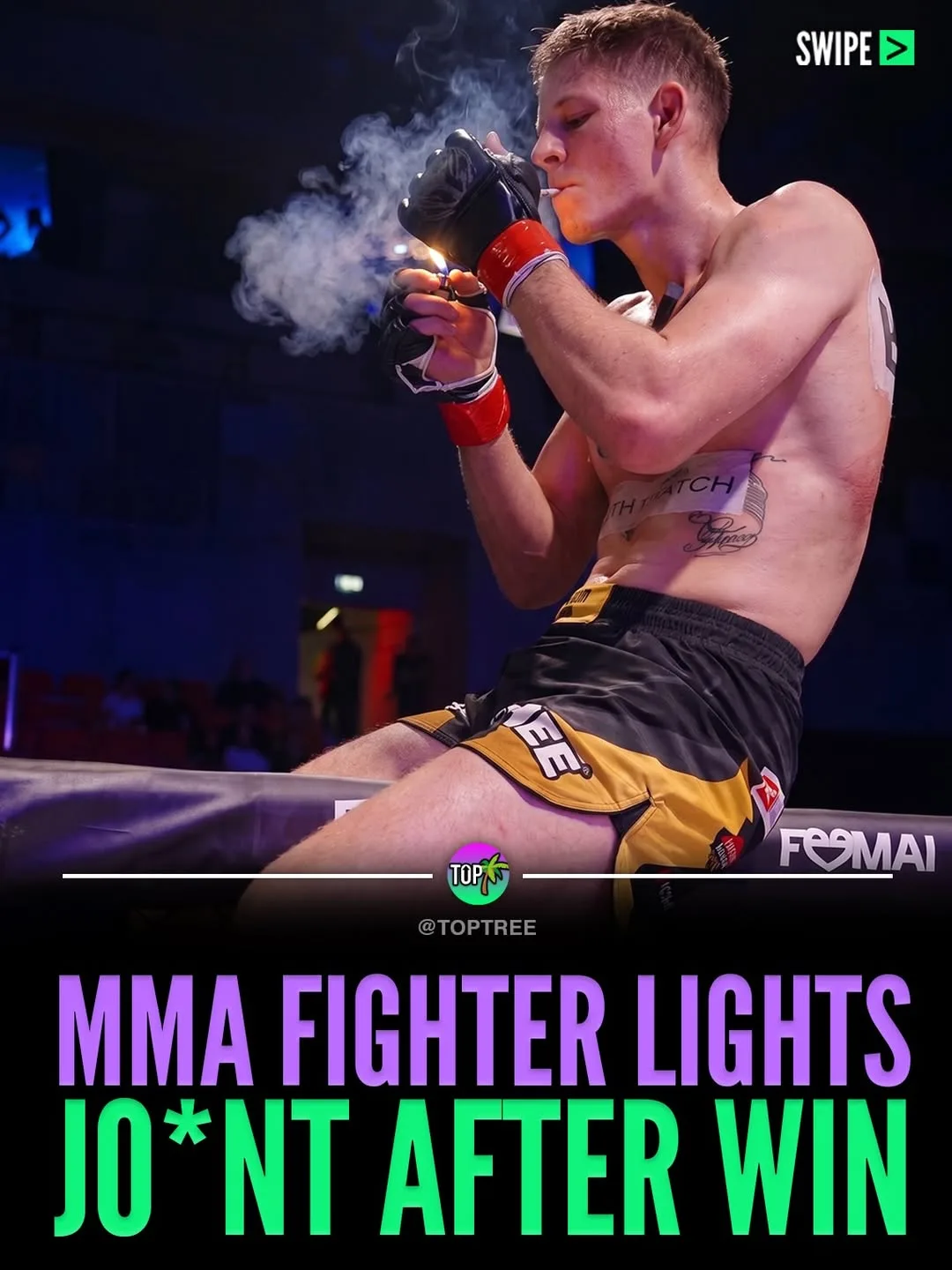 MMA Fighter lights j*int after win